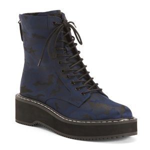 Kendall & Kylie Navy Camo Hunting Combat Boot Size 6 NIB